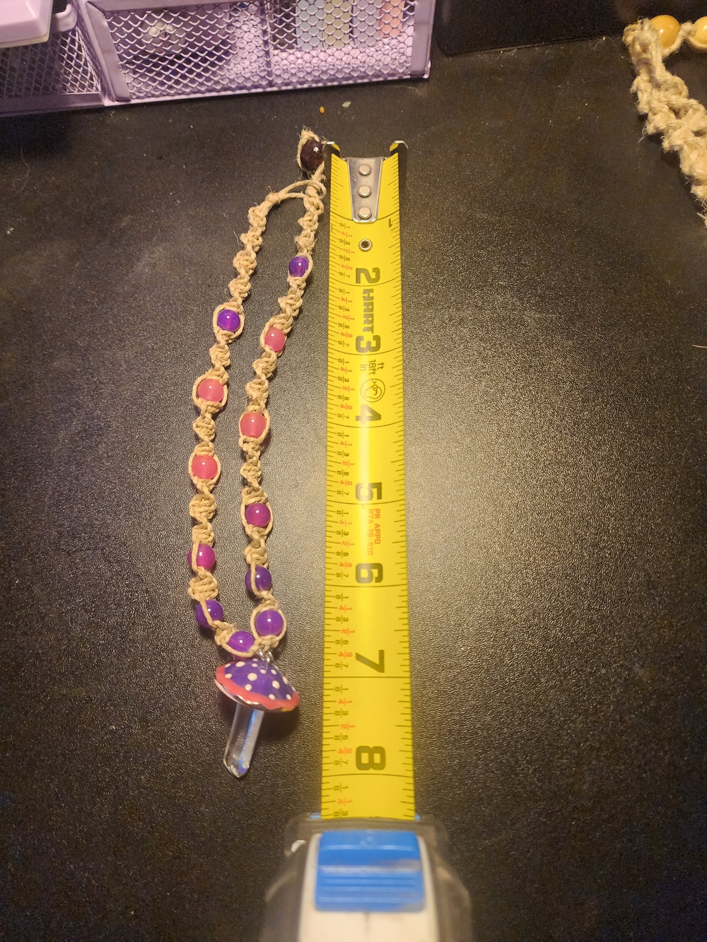 Handmade Pink & Purple Mushroom Pendant Necklace